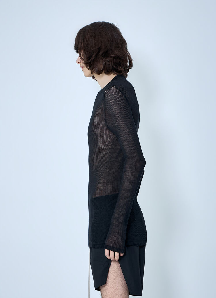 Rick Owens 透视针织长袖上衣 黑色 ric0164002